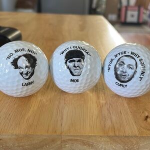 Vintage 1996 Three Stooges Novelty Golf Ball Set